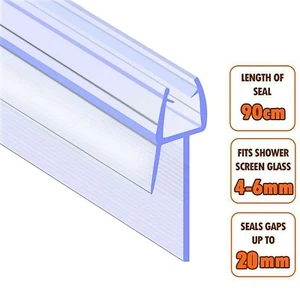 Bath Shower Screen Door Seal Strip for 4-6mm Glass Seals Gaps to 20mm - Picture 1 of 12