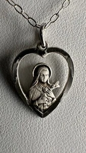 St Theresa Of Lisieux Necklace Sterling Little Flower Silver Tested Chapel 19” - Foto 1 di 14