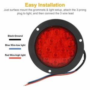 2x 4"inch Red Round LED Truck Trailer Stop Turn Tail Brake Lights 12-24V - Picture 1 of 11