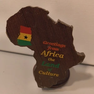 Geschnitzte Karte von Afrika Land der Kultur Holz Souvenir 5" hoch Stift Bleistift Halter - Bild 1 von 12