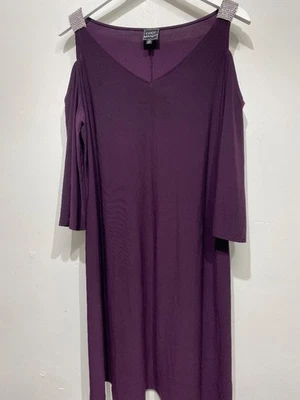 LADIES COCO BIANCO BURGUNDY COLD SHOULDER SEQUIN DETAIL DRESS SIIZE XL. CG BD4 - Image 1 of 4