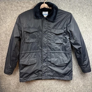 Vintage Sears Work Leisure Jacket Mens Large Tall Navy Nylon Lined Hooded 80s - Picture 1 of 10