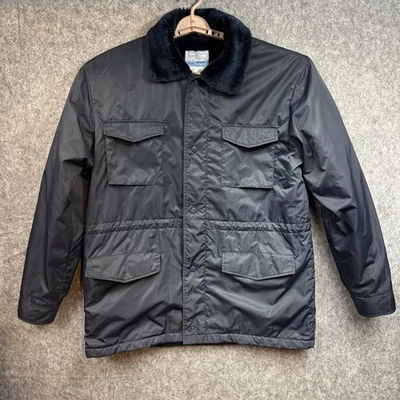 Vintage Sears Work Leisure Jacket Mens Large Tall Navy Nylon Lined Hooded 80s - Image 1 of 4