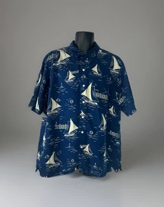 Polo Ralph Lauren Herren Gr. XL Blau Maritim Segelboot Knopfleiste Hemd Seide Leinen - Bild 1 von 9