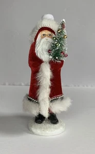 Vintage 6” Resin Santa Clause Ornament Figurine Velvet Suit Christmas Decor - Picture 1 of 5