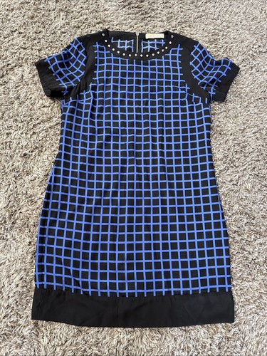 Abito donna Michael Kors nero e blu a quadri taglia S