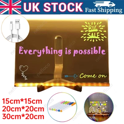 LED Note Board with Colors, Acrylic Dry Erase Board w/ 7Pens for Home Office DIY - Image 1 of 4