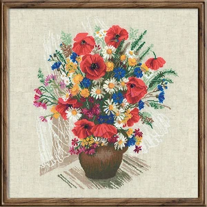 Kit punti croce vaso di fiori e papaveri estivi (Riolis) - Foto 1 di 1
