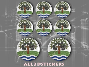 8 x Pegatinas Redondas 3D Relieve Bandera Worcestershire - Todas las Banderas - Imagen 1 de 1