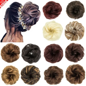 Natural Curly Messy Bun Hair Piece Scrunchie Hair Extensions Blonde Brown Grey - Picture 1 of 42