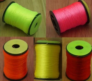 Fly Tying Thread Neon Colors 130 Denier Yellow, Green, Orange, Red and Pink - Picture 1 of 12