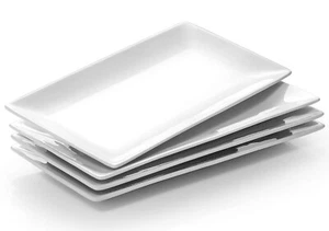 4Pcs 12" Rectangle Plate Serving for Party Wedding Steak Taco Sushi White - Picture 1 of 6