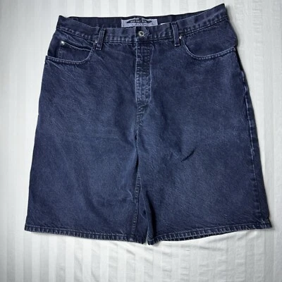 VTG Anchor Blue Loose Jean Shorts Mens 40 (Fits 36) Black Denim Skater Y2K Jorts - Image 1 of 4