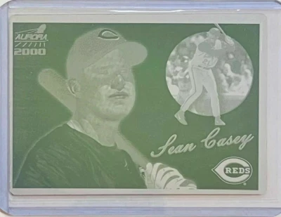 1/1 SEAN CASEY 2000 PACIFIC AURORA VINTAGE CARD PRINTING PLATE CINCINNATI REDS - Image 1 of 2