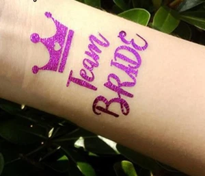 11pc Purple Team Bride Tattoo Hen do night wedding Party 10 Team Bride + 1 Bride - Picture 1 of 8