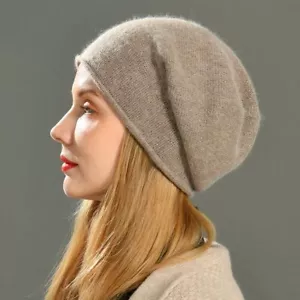 Winter Warm Bonnet - Slouch Beanies Skullies Solid Cashmere Wool Knit Beanie Hat - Picture 1 of 32