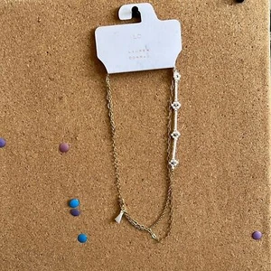 NWT LC lauren Conrad double chain linked beaded white tassel necklace choker - Picture 1 of 7