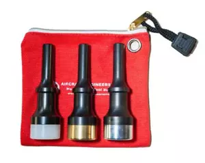 AIRCRAFT TOOLS 3PC ALUMINIUM / NYLON / BRASS RIVET SNAP SET .401 SHANK IN POUCH - Picture 1 of 2