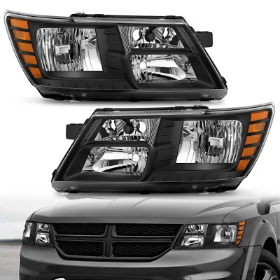 Headlights For 2009-2020 Dodge Journey Black Housing Amber Corner Headlamp LH RH Foto 1 de 4