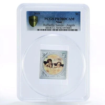 Niue 1 dollar Spirit Guardians of Humanity Two Angels PR70 PCGS silver coin 2018 - Image 1 of 2