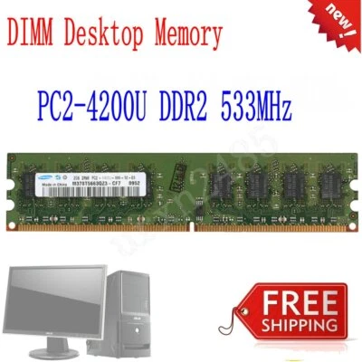 2GB PC2-4200U DDR2-533MHz 2Rx8 240pin Desktop Memory DIMM RAM Kit For Samsung - Image 1 of 4