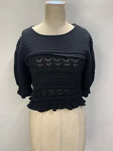Maglione By Together Nero Maglia Crop Taglia Small Alta Classe Hillbilly Hobo - Foto 1 di 9
