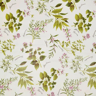 Wachstuchtischdecke PVC "Kräuter u. Pflanzen" grün creme lila 1,4m Br. Meterware - Bild 1 von 3