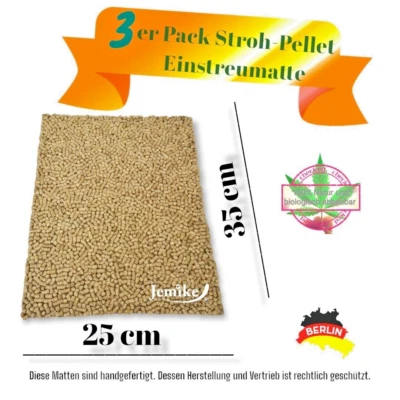 JEMIKE® 3x 35cmx25cmx13mm Hemp Mat, Nagerteppich, Nagermatte, Terrarium, Einstreu, Hanf