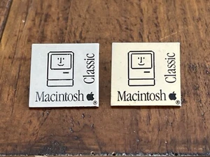 2 PINS PIN APPLE MACINTOSH VINTAGE COMPUTER GOLD AND SILVER - Picture 1 of 1