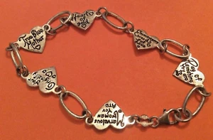 925 sterling silver heart sweetheart Lover link bracelet VTG celebration women - Picture 1 of 6