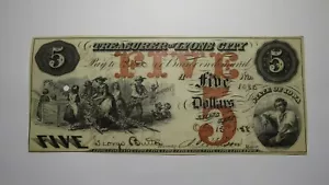 Banconota bancaria in valuta obsoleta $5 1858 Lyons City Iowa IA! Tesoriere di Lione - Foto 1 di 2