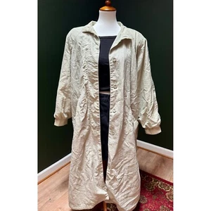 Fleet Street Duster Coat Lightweight Long Jacket Collared Beige Size 10 - Picture 1 of 6