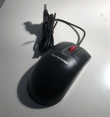 Lenovo Wired USB Mouse - Black with Red Scroller - Image 1 of 2