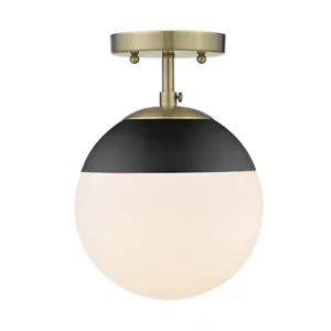 Dixon 10.5 in. 1-Light Aged Brass Semi-Flush Mount by Golden Lighting - Picture 1 of 1