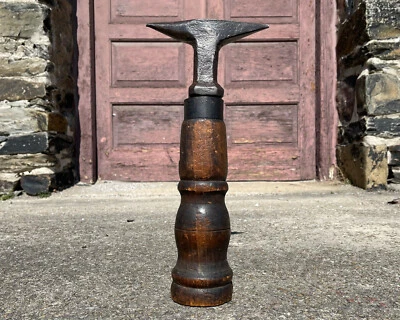 Antique Tinsmiths Anvil on Turned Wooden Base 18th Century 1700s Blacksmith Tool - Image 1 of 4