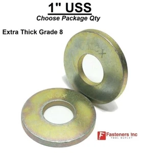 1" USS Extra Thick MCX Style Flat Washers Grade 8 Steel Zinc Yellow - Picture 1 of 8