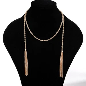 925 Placcato Argento Nappa Goccia Catena Lunga Twist Collana Regalo Gioielleria - Foto 1 di 5