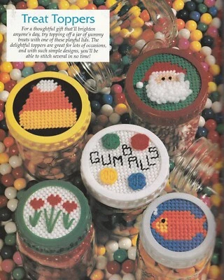 Halloween,Christmas,Gumballs,Fish,Flower Jar Toppers-Plastic Canvas Pattern ONLY - Image 1 of 2