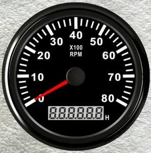 85mm Black Tachometer 8000rpm For Gas Or Disel Engine Car Truck Marine Red Light - Foto 1 di 7