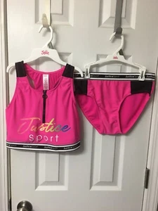 NWT GIRLS JUSTICE SPORT 2pc tankini BATHING SUIT SZ m 10 pink - Picture 1 of 2