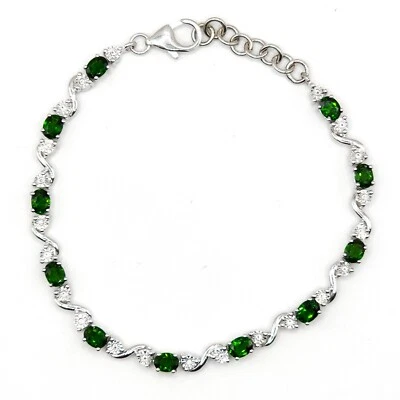 925 Пробы хром диопсид и бриллиант точка браслет | маркировка 💚✨ - Изображение 1 из 4