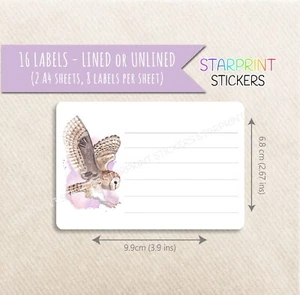 Eule Mehrzweck Etiketten, 16 leere oder linierte Lieferadresse Aufkleber - Bild 1 von 2