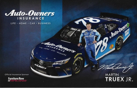 2016 MARTIN TRUEX JR "AUTO-OWNERS INSURANCE" #78 NASCAR SPRINT CUP POSTCARD Cover
