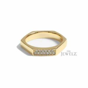 14K Gold 0.08 CT VS/F-G Diamond Hexagon Shape Band Ring - The Jewelz - Picture 1 of 4