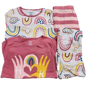 Carter's Girl's 4-Piece Long Sleeve Rainbow Snug Cotton Pajamas Set, Size 4 & 8 - Picture 1 of 1