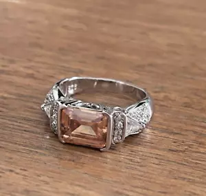 Sterling Silver 925 golden tourmaline ring size 9 cocktail women's - Picture 1 of 14