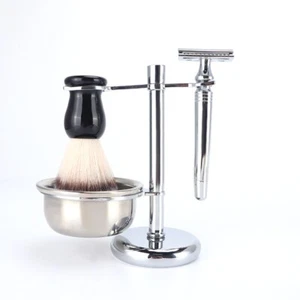 Mens Stainless Steel Shaving Set - Safety Razor, Shaving Bowl - Free Shipping - Picture 1 of 4