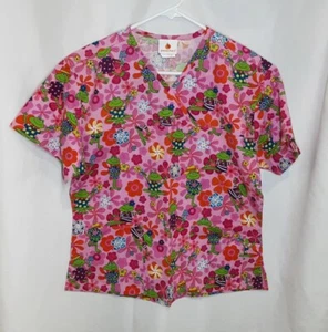 Peaches "Frogs" Medical Scrub Top Women's Size Small -  B3 - Picture 1 of 4