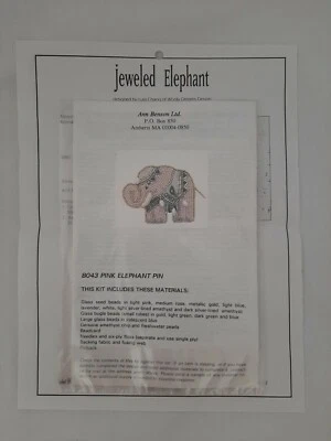  Pin Elefante Rosa Nuevo En Envoltura Original, B043 Incluye Patrón Punto de Cruz  Foto 1 de 4
