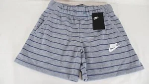 Nike Stripped Girls Activewear Shorts Blue Navy Size Large L AQ9170-445 NEW A276 - Picture 1 of 5